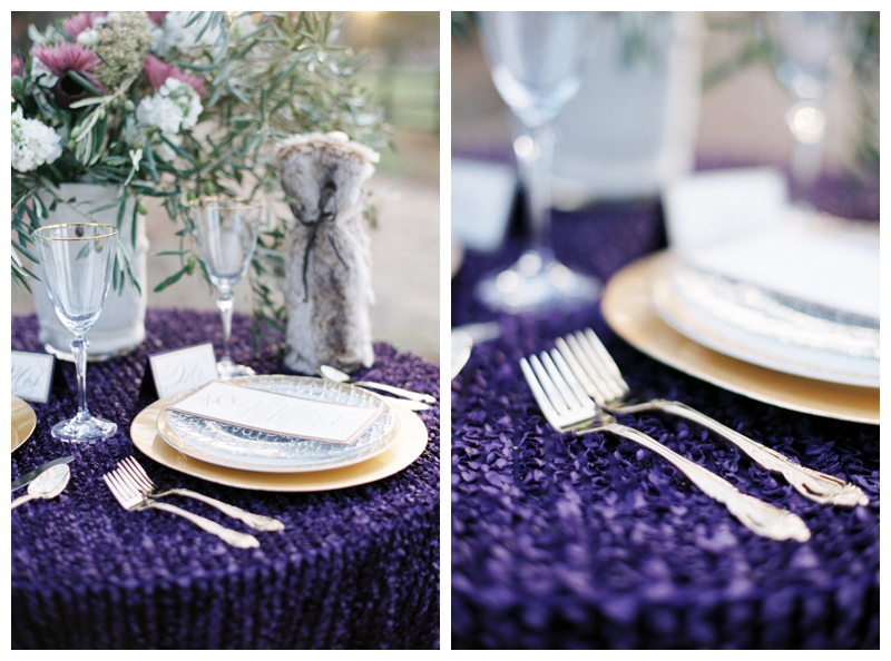 Clayton NC Piazza at Portofino Winter Wedding Inspiration Purple and Gold 